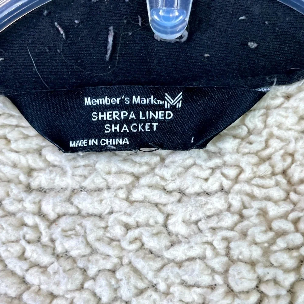 Member's Mark Sherpa Lined Shacket Mens L Yellow Black Rodeo Outdoor Snap Front